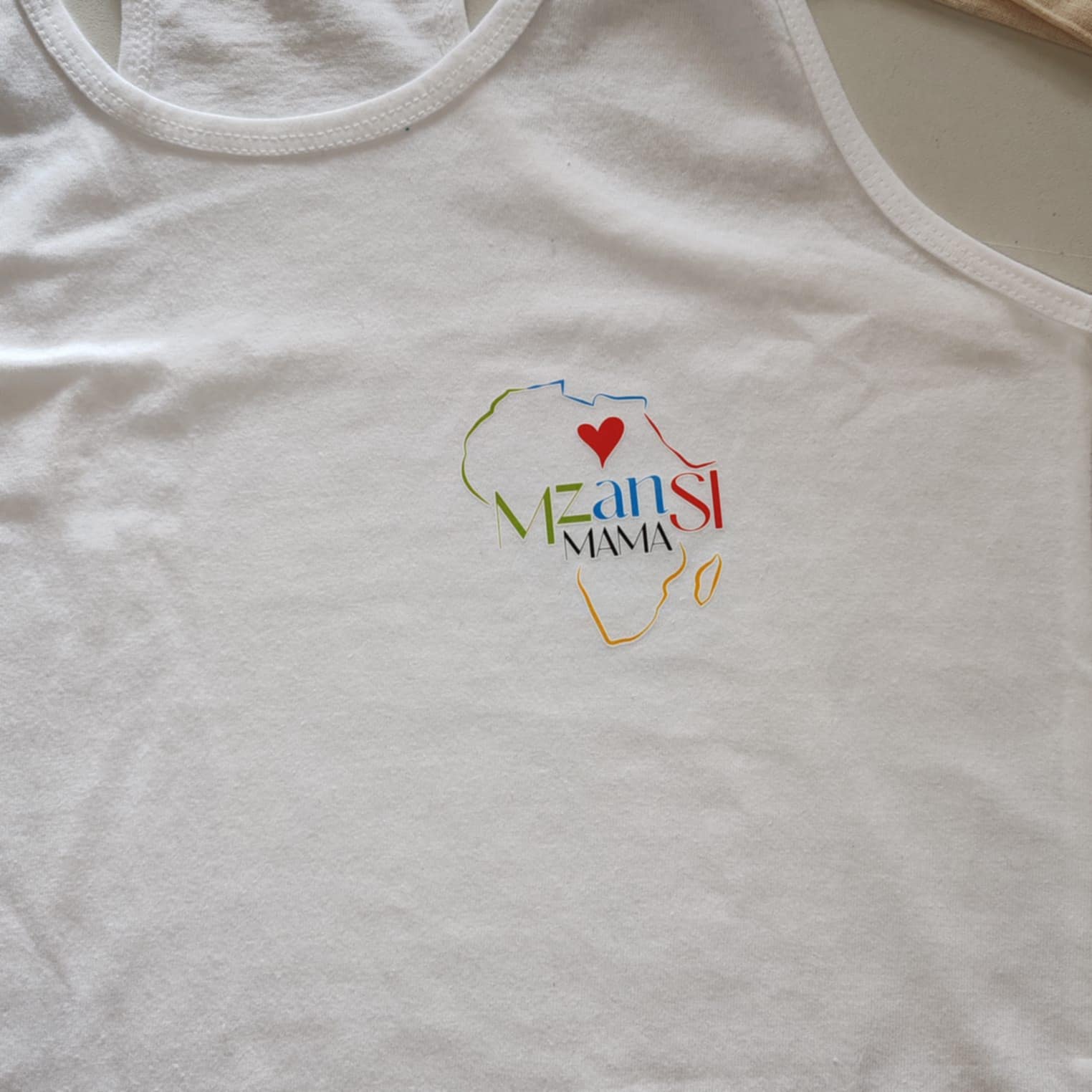 Mzansi Mama Racerback White Vest - Image 2